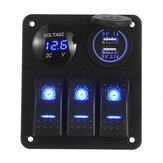 3 Gang 12V-24V LED Switch Panel Water Resistant Toggle Switches Panel With Fuses For Maine Boat Automobile Car RV Yacht