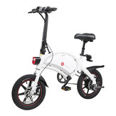 [EU Direct] DYU D3+ Bicicleta Elétrica Dobrável 240W 36V 10Ah 14 polegadas Velocidade máxima 25 km/h Autonomia de 70 km Sistema de freio duplo inteligente Carga máxima de 120 kg Branco