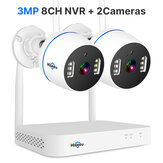 Hiseeu 3MP 8CH NVR + 2 WIFI камеры  PTZ безопасности Комплект с детекцией движения IR ночного видения IP-камеры Беспроводная система видеонаблюдения CCTV