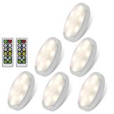 6pcs 1W LED Under Cabinet Light Wall Ceiling Corridor Night Lamp Remote Control 4000K 