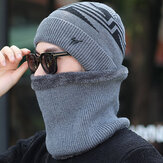 Erkek Kış Sıcak Örgü Yün Yüz Maske Şapka Bere Kap Açık Havada Sürme Maske Eşarp Şapka Çift Kullanımlı