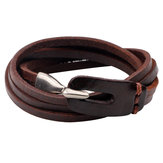 Leather Multilayers Buckle Men Bracelet Bangle Chain Accessories