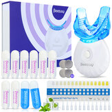 BEESJUY TW1 Teeth Whitening Kit 6X LED Light Tooth Whitener With 35% Whiten 22% Soothing Carbamide Peroxide Mouth Trays Remineralizing Gel Built-In 10 Minute Timer 4.2mL Whitening Gel Syringes EU Type