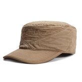 Mens Cotton Solid Flat Top Hat Adjustable Summer Military Visor Baseball Caps