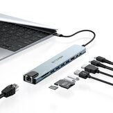 БлицВульф® BW-NEW TH5 10 в 1 USB-концентраторы с HDMI 4K@30Hz USB3.0 / USB2.0 / Type-C 2.0 / RJ45 Ethernet / 100W PD зарядкой / слотами для карт SD TF Док-станция для ноутбуков Apple Huawei Macbook