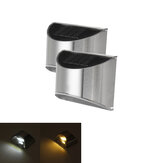 2 pezzi di luci solari impermeabili in acciaio inox per esterni a parete, recinzioni e gradini