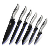 XYJ Küchenmesser aus Edelstahl 6er Set mit schwarzer Klinge, Schälmesser, Universalmesser, Santoku-Messer, Chef-Messer, Brotschneidemesser, Küchenschneidewerkzeug