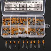 100Pcs 10Value 16V Tantalum Capacitor Assorted Kit Box Assorstment