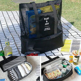Honana DW-LB2 Bolsa de almoço portátil isolada, bolsa de piquenique, bolsa de praia de malha para armazenamento de alimentos e bebidas