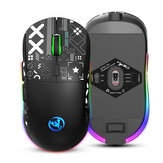 Ασύρματο ποντίκι τριπλής λειτουργίας HXSJ T90 2.4G 800-3600DPI Ρυθμιζόμενο φωτισμό RGB 750mAh Τύπου C Επαναφορτιζόμενο ποντίκι gamer