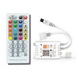 Controlador de tiras LED RGB inteligentes con WiFi y soporte para música y control de voz a través de la aplicación Tuya + Control remoto de 40 teclas. Compatible con Alexa y Google Home. Voltaje: 5-24V.