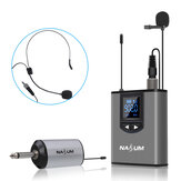 NASUM UHF vezeték nélküli fejhallgató mikrofon/Lavalier lapelmikrofon Bodypack adóval és mini újratölthető vevővel, 1/4 hüvelykes kimenet