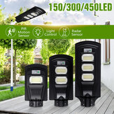 Lámpara de calle de carcasa negra con luz solar 150/300/450LED 2835SMD impermeable con sensor de movimiento PIR para iluminación de jardín
