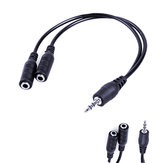 Cable de audio de 3,5 mm 1/8 macho a 2 doble hembra y divisor Y