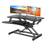 BlitzWolf® BW-ESD1 Standing Desk Converter Pneumatic Lifting Table Handle Control Adjustable Height Large Computer Workstation Sit Stand Desk Riser