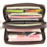 Herren Kunstleder Business Doppel-Reißverschluss lange Brieftasche Clutch Bag