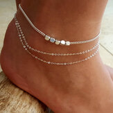 Модные бусины из стерлингового серебра Ножной браслет Босиком Сандалии Foot Chain для Женское