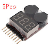 5Pcs 2 in 1 Lipo Battery Low Voltage Tester 1S-8S Buzzer Alarm