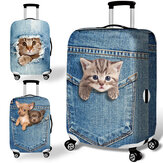 Honana Denim 3D Cute Cat Cachorro Tampão de capa de bagagem elástica Caso Cover Warm Travel Mala Protector