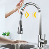 Edelstahl-Küchenarmatur mit intelligentem Touch-Sensor, Mischbatterie für warmes und kaltes Wasser mit Ausziehfunktion
