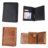 IPRee® Men's RFID Blocking Short Wallet Genuine Leather ID Card Holder Coin Purse