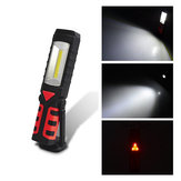 Luz de acampamento de emergência recarregável por USB com luz LED COB e base magnética para uso ao ar livre, em casa e no carro