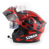 SOMAN 955 モーターサイクルBluetooth フルフェイスヘルメット　アイスタイルフリップアップデュアルバイザー　BTヘッドセットイヤホン付き