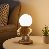 A Cuki robot asztali lámpa, északi stílusú modern fehér fa lámpa, gyerekszoba éjjeli fény