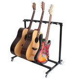 Многопозиционный держатель для гитары, отсоединяемый, портативная стойка для нескольких гитар с более чем 3 держателями на колесиках для акустических электро- и бас-гитар