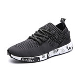 Men Comfortable Pattern Knitted Lace Up Athletic Shoes