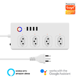 Bakeey WIFI Smart Power Strip Brazil plug Cord With 4 USB And 4 AC Plugs Smart Power Bar Multiple Outlet Extension