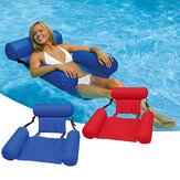 Chaise longue gonflable pliable pour la piscine d'été avec dossier et flotteur d'air.