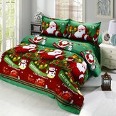 Рождественская постельное белье с обложкой Санта-Клауса, наволочкой, простынью и одеялом для украшения спальни