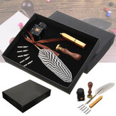 Antique Feather Writing Quill Pen Ink Seal Wax Set Collection Stationery Gift