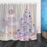 Weihnachtsbaum Innenbereich Xmas Kamin Pink Dekoriert Innen Duschvorhang Badezimmer-Sets