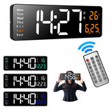 AGSIVO 16-дюймовые цифровые настенные часы с большим светодиодным дисплеем с пультом дистанционного управления / автоматической яркостью / внутренней температурой / датой / неделей / 12/24 часа для дома, офиса, класса