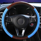 Capa protetora de volante de couro com textura de madeira, universal e antiderrapante