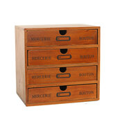 Wooden Drawer Storage Box Retro Desktop Storage Cabinet Sundries Finishing Box Jewelry Cosmetic Organizer for Office Home