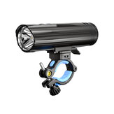 Conjunto de luzes para bicicleta WUBEN B2 1300LM com 6 modos, recarregável via USB Type-C, farol dianteiro e lanterna traseira LED piscante.