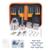 42PCS Orange Picks and Padlocks Set Equipped with an Automatic Unlocking Gun, Aircraft Clips, Transparent Padlocks and Rubber Sleeves,