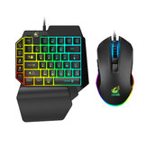 Wired Single Hand Keyboard & Mouse Kit 39 Keys One Handed RGB Gaming Keyboard 2400DPI Mouse Combo Set for Computer PC PUBG Gamer