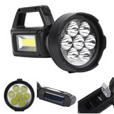 7LED Solar wiederaufladbare tragbare Taschenlampe mit seitlichem COB-Licht, USB-Ladung. Superhelle LED-Taschenlampe zur Suche im Freien beim Camping, Arbeiten und bei Notfällen
