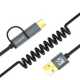 Floveme 2.8A 2 w 1 Type C Micro USB z kablem szybkiego ładowania QC3.0 2.0 1,2 m dla Onelus5 S8 6