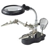 LED Light Soldering Iron Stand Holder Helping Hands Magnifying Glass Magnifier