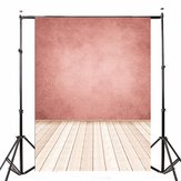 Fondo de fotografía de estudio de fotografía de pared rosa de 5x7 pies con suelo de madera