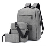 3pcs Rucksack Set 20.8L 15.6-Zoll-USB-Lade Laptop-Tasche wasserdichte Umhängetasche Federbeutel für Camping Travel