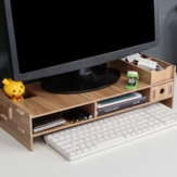 Holzmonitorhalterung Aufbewahrungsregal für Schreibtisch Laptopständer Computertisch PC-Ständer Organizer