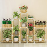 Estante organizadora de vasos de flores de madeira multifuncional para exposição e decoração do jardim interno