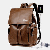 Männer Kunstleder große Kapazität wasserdicht 13,3 Zoll Laptop-Tasche Reisetasche Rucksack mit USB-Aufladung