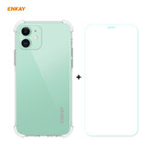 Enkay 2-in-1 for iPhone 12 Mini Accessories with Airbags Non-Yellow Transparent TPU Protective Case + 9H Anti-Scratch Tempered Glass Screen Protector